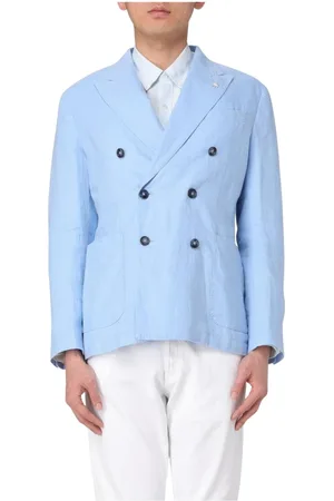 Manuel Ritz Jakke, Herre, Blå, M, Uld, Blå Dobbeltbrystet Blazer