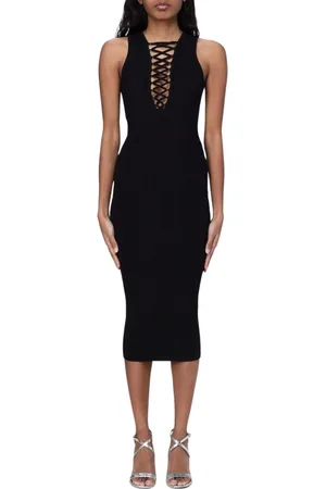Norma Kamali Kjole, Dame, Sort, S, Elegant Langærmet Sort Kjole