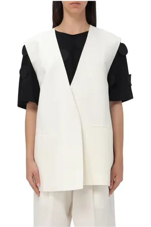 MEIMEIJ Jakke, Dame, Hvid, S, Uld, Hvid V-hals Overlap Blazer