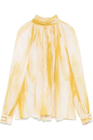 Elisabetta Franchi Bluser & Skjorter, Dame, Gul, XS, Elegant Gul & Hvid Skjorte