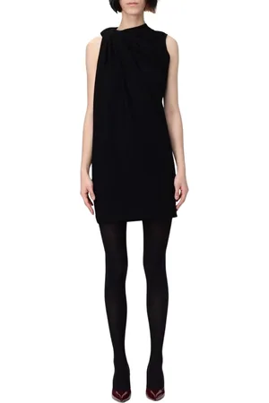 Alexander McQueen Kjole, Dame, Sort, L, Elegant Sort Draperet Mini Kjole