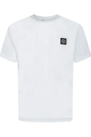Stone Island Top, Herre, Hvid, S, Bomuld, Ikonisk Logo T-shirt Crew Neck