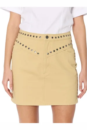 Berenice Nederdel, Dame, Gul, S, Denim, Jessy Mini lige beige denim nederdel