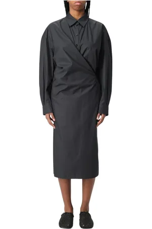 LEMAIRE Kjole, Dame, Sort, XS, Bomuld, Sort Elegant Midi Skjortekjole