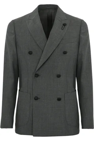 LARDINI Jakke, Herre, Grå, XL, Uld, Double-Breasted Uldjakke