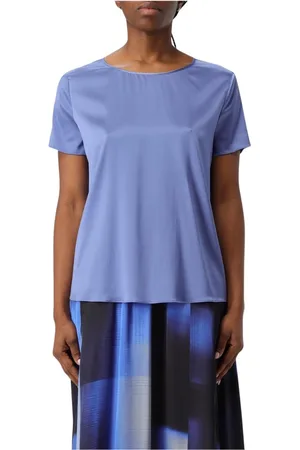 Emporio Armani Bluser & Skjorter, Dame, Lilla, XL, Uld, Sort Silkebluse Stilfuld Allround Top