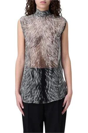 Dolce & Gabbana Top, Dame, Grå, S, Grå Silke Ærmeløs Top
