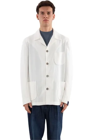 Biagio Santaniello Jakke, Herre, Hvid, M, Boucle Blazer i Lys Stil