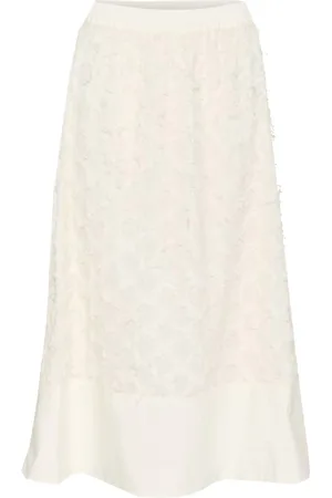 INWEAR Nederdel, Dame, Hvid, 2XL, Bomuld, Hvid Whisper Nederdel med Elastik Talje
