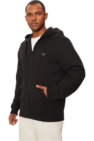 Calvin Klein Sweathshirts & Hoodies, Herre, Sort, M, Bomuld, Sort Hættetrøje med Lynlås