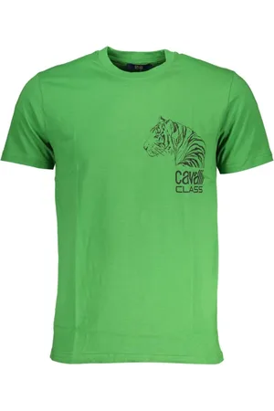 Roberto Cavalli Top, Herre, Grøn, M, Bomuld, Grøn Bomuld Print Logo T-Shirt