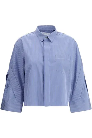 SACAI Bluser & Skjorter, Dame, Blå, M, Bomuld, Bomuldsskjorte med klassisk krave