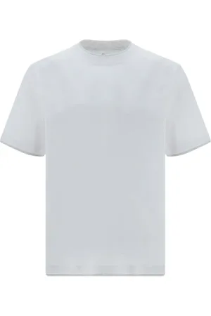 Brunello Cucinelli Top, Herre, Hvid, XS, Bomuld, Elegant Dobbeltlags Bomulds T-Shirt
