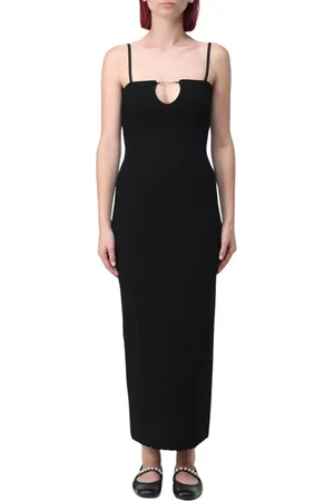 Jacquemus Kjole, Dame, Sort, S, Sort Ribstrikket Maxikjole