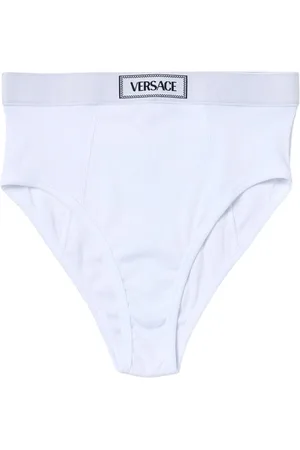 VERSACE Undertøj, Dame, Hvid, XL, Bomuld, Hvid Ribbet Bomuld Briefs Lingeri