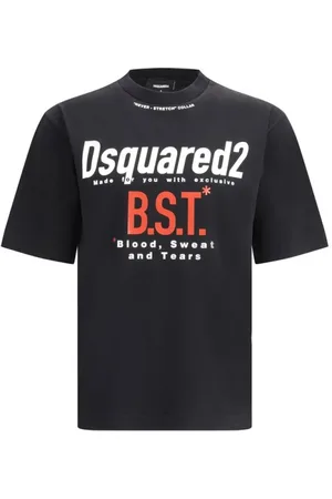 Dsquared2 Top, Herre, Blå, 2XL, Bomuld, Monogram Print Bomuld T-Shirt