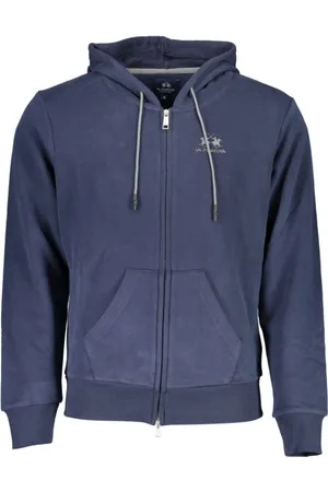 La Martina Sweathshirts & Hoodies, Herre, Blå, 2XL, Bomuld, Blå Bomuld Herre Sweater med Lynlås