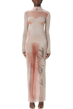 Jean Paul Gaultier Kjole, Dame, , XS, Elegant Ærmeløs Midi Kjole Unikt Design