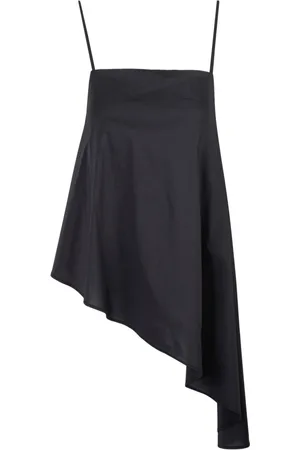 LIVIANA CONTI Kjole, Dame, Sort, S, Bomuld, Asymmetrisk Top med Tynde Stropper
