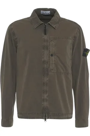 Stone Island Jakke, Herre, Grøn, M, Bomuld, Børstet bomuldscanvas Overshirt 