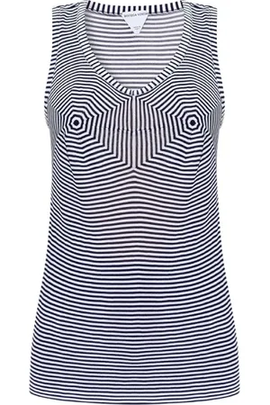 Bottega Veneta Top, Dame, Blå, XS, Tyl, Stribet Ærmeløs Top