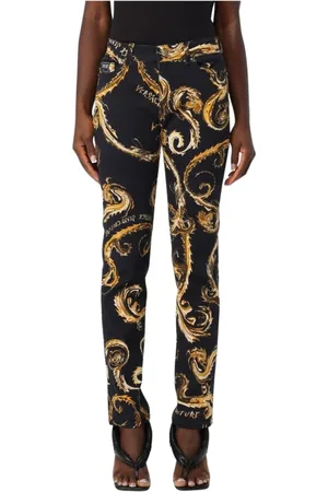 VERSACE Jeans, Dame, Sort, W32, Bomuld, Barok Print Slim Jeans
