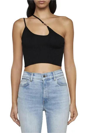 AMIRI Top, Dame, Sort, L, Bomuld, Sort Strik Crop Top