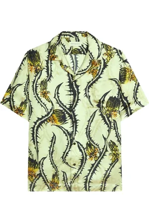 DRIES VAN NOTEN Skjorte, Herre, Grøn, L, Hawaiianskjorte med Tidseltryk