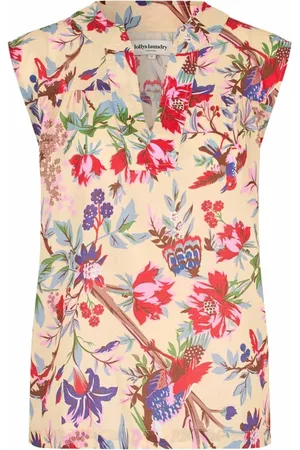 Lollys Laundry Top, Dame, Flerfarvet, XL, Blomsterprint Top med V-hals