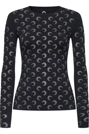 Marine Serre Top, Dame, Sort, L, Uld, Stilfuld Modekollektion
