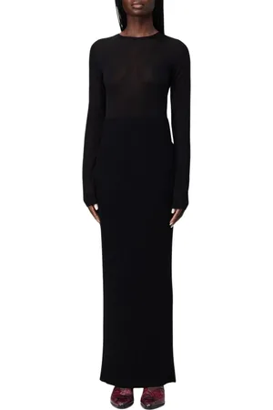 LIVIANA CONTI Kjole, Dame, Sort, S, Sort Ribstrikket Maxi Kjole