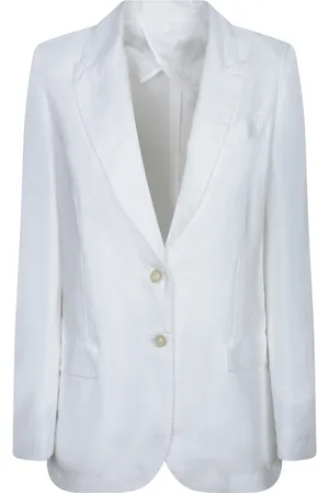 120% Lino Jakke, Dame, Hvid, L, Linned, Hvidt hørjakke, Elegant skræddersyet snit