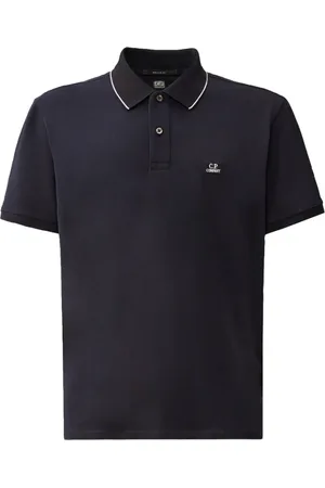 C.P. Company Top, Herre, Blå, 2XL, Bomuld, Stræk bomuldspolo med ribkrave