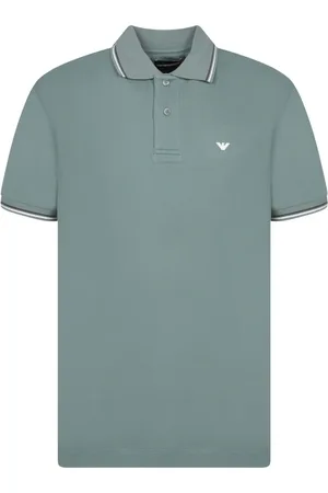 Emporio Armani Top, Herre, Grøn, L, Bomuld, Kontrastkrave Polo Skjorte