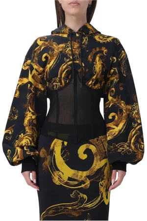 VERSACE Sweathshirts & Hoodies, Dame, Sort, S, Bomuld, Barok Print Mini Kjole med Korset