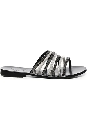 V°73 Sko, Dame, Sort, 37 EU, Sorte Sandaler med Åben Tå Lavet i Italien