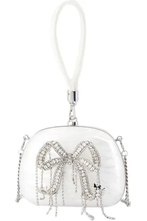Self-Portrait Taske, Dame, Hvid, ONE SIZE, Polyester, Hvid Perle Top Handle Clutch