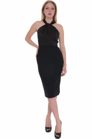 HUGO BOSS Kjole, Dame, Sort, M, Polyester, Ærmeløs Kjole med Bagudgange