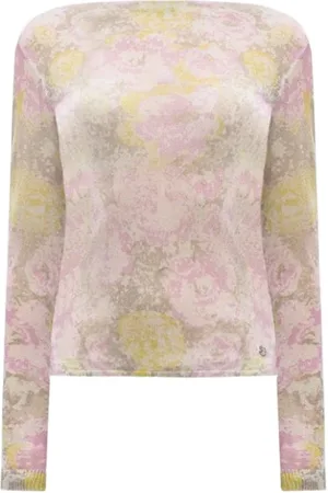 Twin-Set Top, Dame, Flerfarvet, S, Uld, Basis Rettet Hem Strik Top