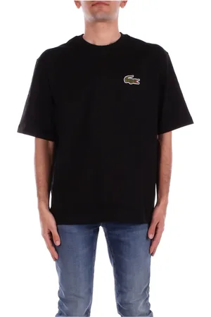 Lacoste Top, Herre, Sort, L, Bomuld, Sort Logo Front T-shirt Polo