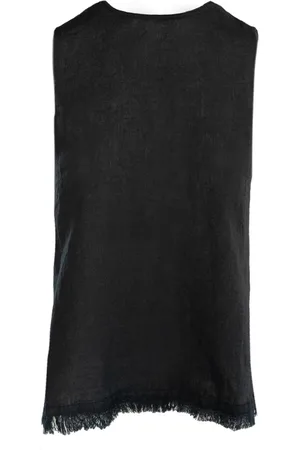 Hest Top, Dame, Sort, L, Linned, Lilla Linned Vævet Top Sort