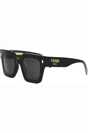 Fendi Tilbehør, unisex, Sort, 50 MM, Ægte Roma Briller, Premium Kvalitet