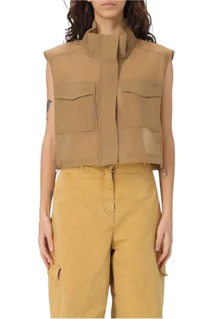 Pinko Jakke, Dame, Brun, S, Polyester, Nyttig vest med perledetalje