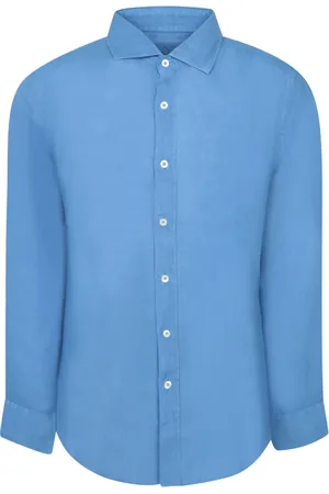 120% Lino Skjorte, Herre, Blå, S, Linned, Indigo Linned Skjorte