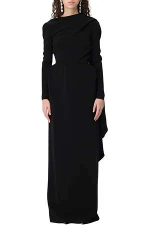 Balenciaga Kjole, Dame, Sort, S, Elegant Boat Neck Maxi Kjole
