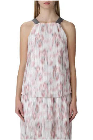 Armani Exchange Top, Dame, Flerfarvet, M, Uld, Ærmeløs Plisseret Kjole med Abstrakt Print