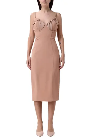Elisabetta Franchi Kjole, Dame, Lyserød, L, Satin, Sort Satin Bue Sheath Kjole