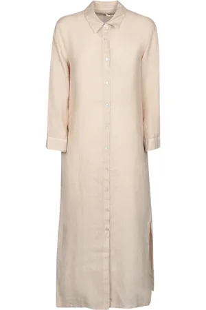 120% Lino Kjole, Dame, , XL, Linned, Elegant Linnedskjortekjole