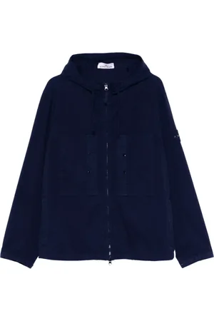Stone Island Jakke, Herre, Blå, S, Bomuld, Blå Bomuldstwilljakke med Kompass