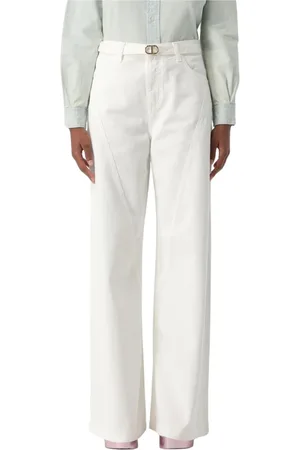 Twin-Set Jeans, Dame, Hvid, W30, Hvide Wide Leg Jeans til Kvinder
